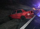 Nehoda tí osobních automobil u obce Korozluky (24. ledna 2024)