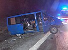 Nehoda tí osobních automobil u obce Korozluky (24. ledna 2024)