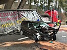 Dopravní nehoda v Miroovicích na sjezdu z dálnice D1 (26. ledna 2024)