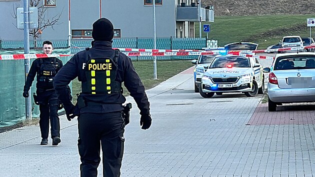 Policie ptr po tonkovi v prask ulici U Hostavickho potoka (25. ledna 2024)
