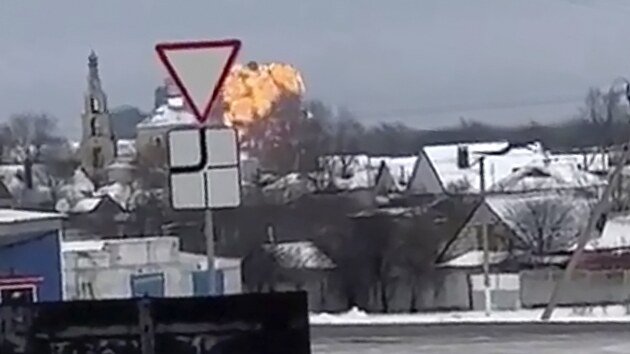 V rusk Belgorodsk oblasti havaroval vojensk letoun Il-76. (24. ledna 2024)