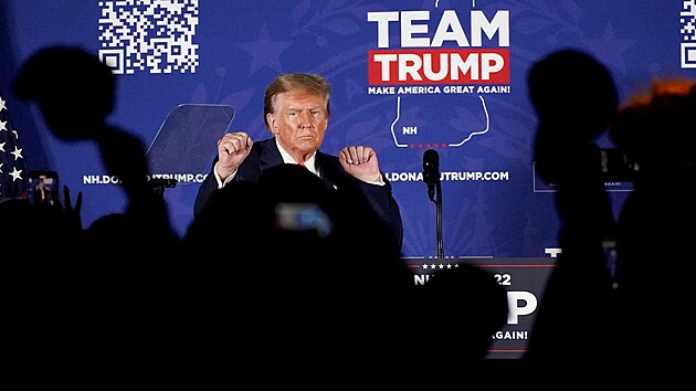 Republik�nsk� prezidentsk� kandid�t Donald Trump, hovo�� b�hem p�edvolebn� akce v Laconii ve st�t� New Hampshire. (22. ledna 2024)