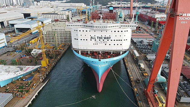 Nejvt metanolem pohnn kontejnertov lo na svt Ane Maersk (24. ledna 2024)