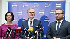Předsedové stran koalice SPOLU ve Sněmovně - zleva Markéta Pekarová Adamová...