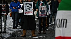 Protestní akce proti popravám v Íránu v kanadském Edmontonu (27. ledna 2024)