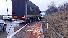 Nehoda dvou kamion na Praském okruhu (31. ledna 2024)