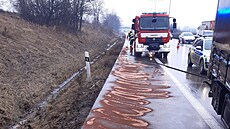 Nehoda dvou kamion na Praském okruhu (31. ledna 2024)