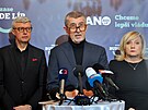 Tiskov konference stnov vldy ANO v esk Lp. Na snmku Karel Havlek,...