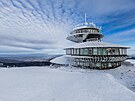 Polská bouda s meteorologickou stanicí na vrcholu Snky. (2. 2. 2024)