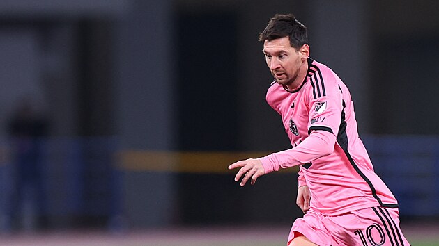 Lionel Messi z Interu Miami v píprav proti Visselu Kóbe v Tokiu