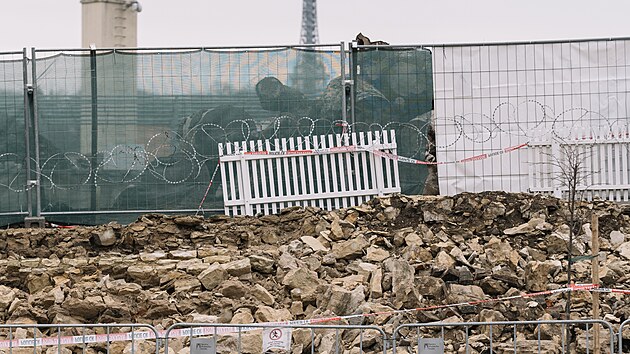 Poblíž Pražského hradu se zřítila historická zeď. (2. února 2024)