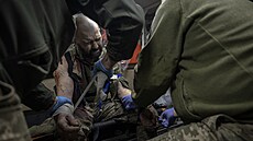 Zraněný ukrajinský voják na avdijivské frontě (31. prosince 2023)