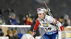 Tereza Voborníková zápolí ve sprintu na biatlonovém MS v Novém Mst na Morav.