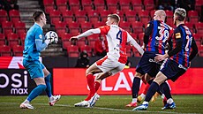 Slávistický obránce David Zima b�hem generálky proti Zlatým Moravc�m