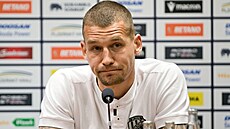 Plzeský kapitán Luká Hejda na tiskové konferenci ped startem jara 2024.