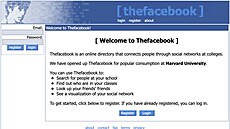 První vzhled sociální sít� Thefacebook