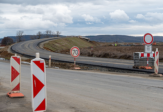Stavba dálnice D49 v úseku Hulín-Fryták (únor 2024)