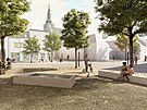 Vizualizace budouc� podoby nov�ho Jeruzal�msk�ho n�m�st� v Prost�jov�. V centru...