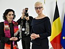 Belgická ministryn zahranií Hadja Lahbibová a vdova po Alexeji Navalném...