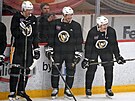 �eský hokejista Jaromír Jágr na tréninku vedle sou�asných hv�zd Pittsburghu,...