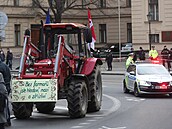 Protest českých zemědělců před budovou Vlády (19. února 2024)