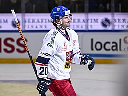 Petr Zámorský se raduje z vyrovnávací trefy proti �výcarsku.