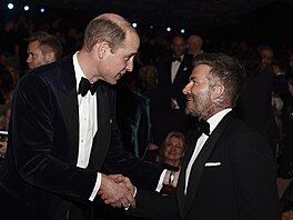 Princ William a David Beckham na udílení cen BAFTA (Londýn, 18. února 2024)