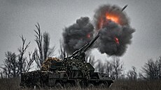 Ukrajinská houfnice DANA eské výroby v bojích u Avdijivky (10. února 2024)