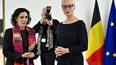 Belgická ministryn zahranií Hadja Lahbibová a vdova po Alexeji Navalném...
