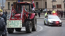 Protest českých zemědělců před budovou Vlády (19. února 2024)