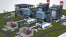 Vizualizace nové plynové elektrárny o výkonu 1,2 gigawatt, kterou v Texasu...