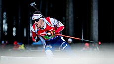 Michal Kr�má� na druhém úseku �tafety na MS v Novém M�st� na Morav�.
