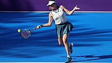 Ruská tenistka Anastasija Pavljuenkovová v duelu s Markétou Vondrouovou.
