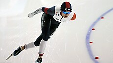 Rychlobruslařka Martina Sáblíková v závodě na 5000 metrů na MS v Calgary.
