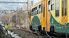Nehoda bagru s vlakem v Praze. (17. února 2024)