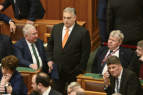 Ma�arský premiér Viktor Orbán na jednání parlamentu (26. února 2024)