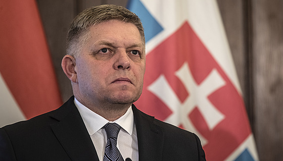 Slovenský premiér Robert Fico na tiskové konferenci po jednání pedsed vlád V4...