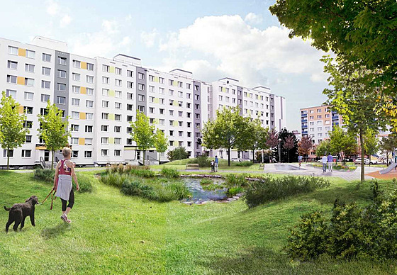 Vizualizace vnitrobloku na sídli�ti v ulici 17. listopadu v Mladé Boleslavi...