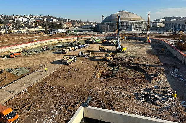 Stavba multifunkní haly v Brn (leden 2024)