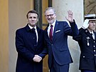 Petr Fiala a Emauel Macron na summitu o podpoe Ukrajiny v Paíi  (26. února...