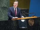 Britský ministr zahranií David Cameron na Valném shromádní OSN (23.února...