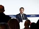 Emmanuel Macron na paíské konferenci o pomoci Ukrajin (26. února 2024)