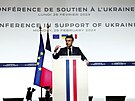 Emmanuel Macron na paíské konferenci o pomoci Ukrajin (26. února 2024)