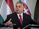Maarský premiér Viktor Orbán na tiskové konferenci summitu zástupc zemí V4...