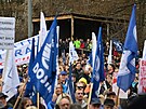 Protest odborá ostravské huti Liberty ped hlavní branou spolenosti. (22....