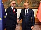 Pedseda vlády Petr Fiala s polským premiérem Donaldem Tuskem pi jeho návtv...