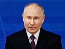 Ruský prezident Vladimir Putin bhem projevu o stavu zem (29. února 2024)