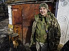 Velitel Volodymyr Chvostenko - pezdívka Kremen. (24. února 2024, zábry z...