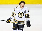 David Pastrák z Boston Bruins v hale Calgary Flames