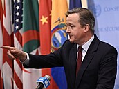 Britský ministr zahraničí David Cameron před jednáním Rady bezpečnosti OSN (23....